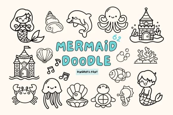 Mermaid Doodle by Babymimiart — Dingbats Font