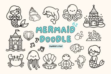 Mermaid Doodle by Babymimiart — Dingbats Font — thumbnail 1