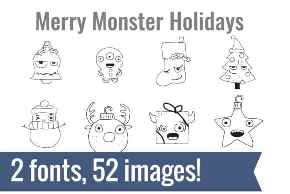Merry Monster Holiday Dingbats by Illustration Ink — Dingbats Font