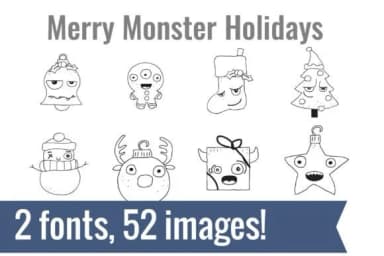 Merry Monster Holiday Dingbats by Illustration Ink — Dingbats Font — thumbnail 1