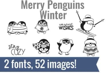Merry Penguins Dingbats by Illustration Ink — Dingbats Font — thumbnail 2