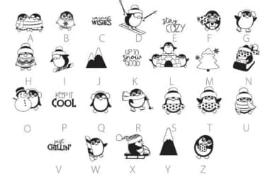 Merry Penguins Dingbats by Illustration Ink — Dingbats Font — thumbnail 4