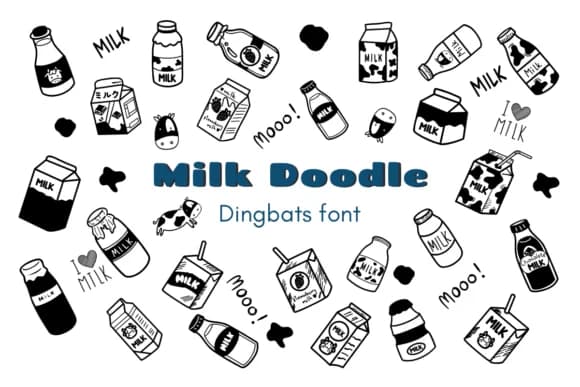 Milk Doodle by Nun Sukhwan — Dingbats Font