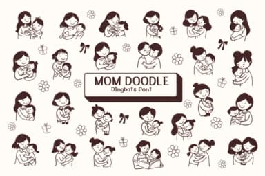 Mom Doodle by Ketsarin — Dingbats Font — thumbnail 1
