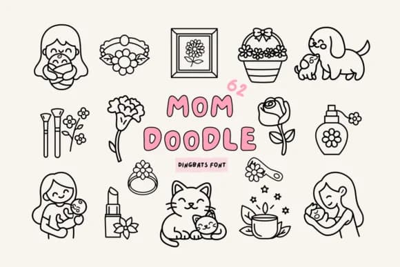 Mom Doodle by Babymimiart — Dingbats Font