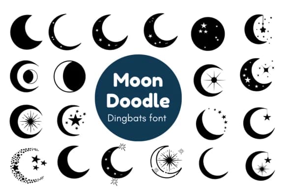 Moon Doodle by Nun Sukhwan — Dingbats Font