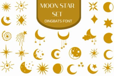 Moon Star Set by Heartcraft Atelier — Dingbats Font — thumbnail 1