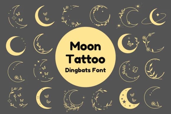 Moon Tattoo by Nun Sukhwan — Dingbats Font