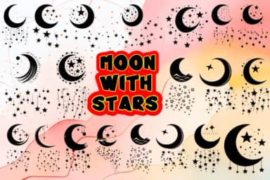 Moon with Stars by MOMAT THIRTYONE — Dingbats Font — thumbnail 1