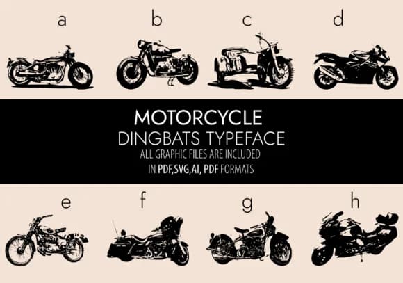 Motorcycles by Minimalistartstudio — Dingbats Font
