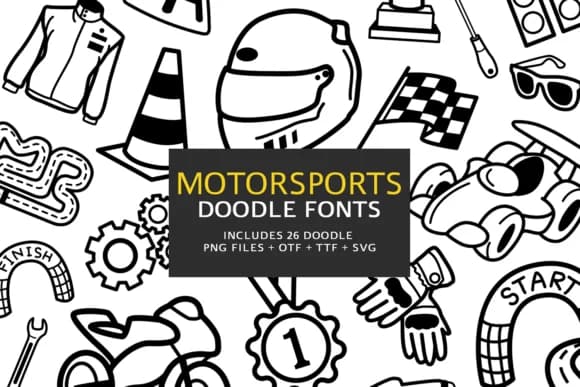 Motorsports Doodle by digitalplannerland — Dingbats Font — preview 1