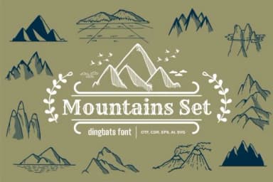 Mountains Set by Onoborgol — Dingbats Font — thumbnail 1