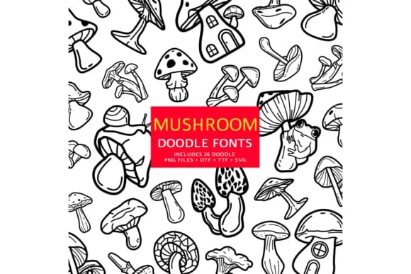 Mushroom Doodle by digitalplannerland — Dingbats Font