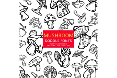 Mushroom Doodle by digitalplannerland — Dingbats Font — thumbnail 1