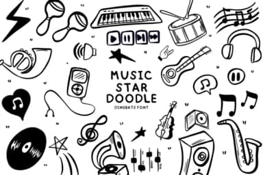 Music Star Doodle by Bee piyanuch — Dingbats Font — thumbnail 1