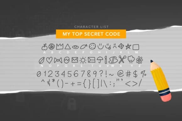 My Top Secret Code by Quirky Queen Media — Dingbats Font