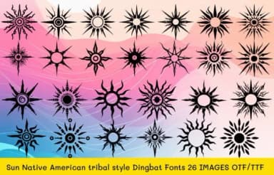 Native American Tribal Sun by MOMAT THIRTYONE — Dingbats Font — thumbnail 1
