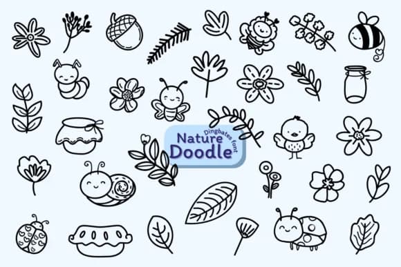 Nature Doodle by Chonada — Dingbats Font