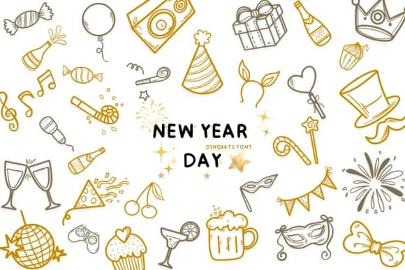 New Year Day by Bee piyanuch — Dingbats Font