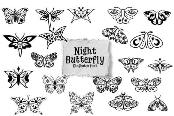 Night Butterfly by Chonada — Dingbats Font