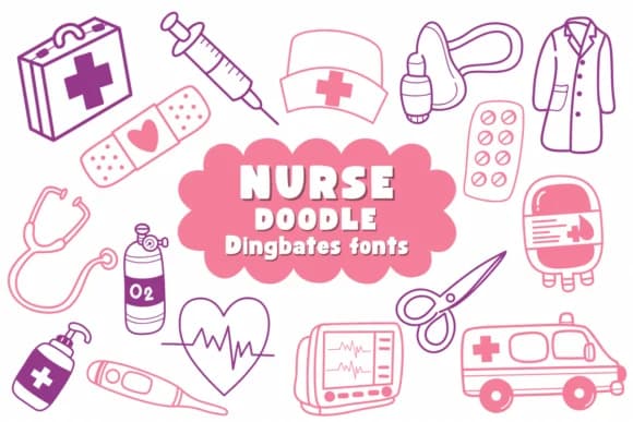 Nurse Doodle by Natchuta — Dingbats Font — preview 1