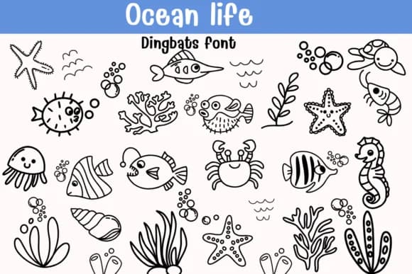 Ocean Life by Sontaya — Dingbats Font — preview 1
