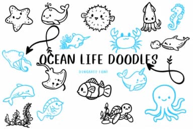 Ocean Life Doodles by CHANOK — Dingbats Font — thumbnail 1