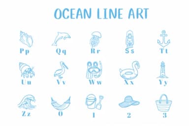 Ocean Line Art by CHANOK — Dingbats Font — thumbnail 3