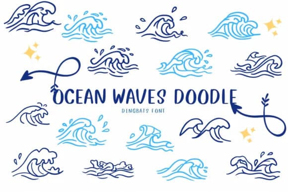 Ocean Waves Doodle by CHANOK — Dingbats Font
