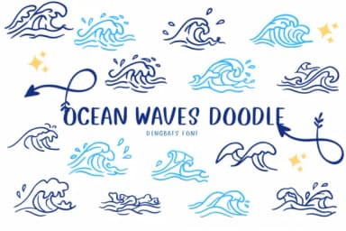 Ocean Waves Doodle by CHANOK — Dingbats Font — thumbnail 1