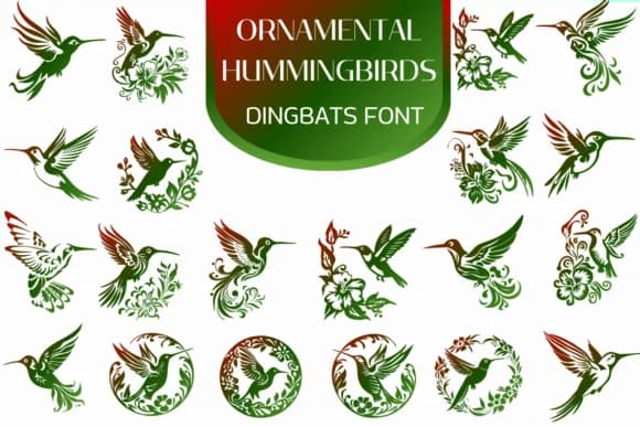 Ornamental Hummingbirds by Heartcraft Atelier — Dingbats Font