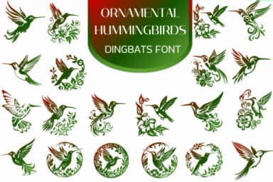 Ornamental Hummingbirds by Heartcraft Atelier — Dingbats Font — thumbnail 1