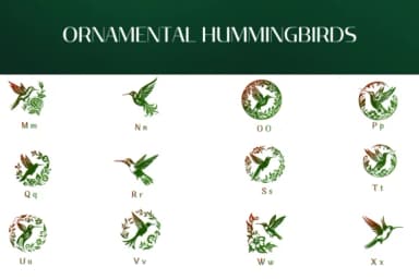 Ornamental Hummingbirds by Heartcraft Atelier — Dingbats Font — thumbnail 3
