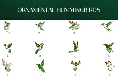 Ornamental Hummingbirds by Heartcraft Atelier — Dingbats Font — thumbnail 4