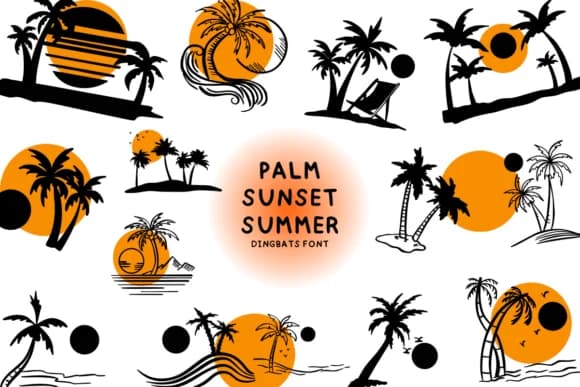 Palm Sunset Summer by Bee piyanuch — Dingbats Font