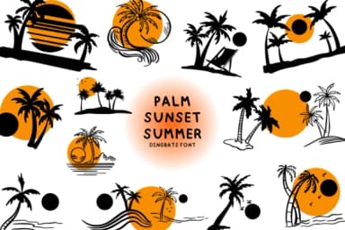Palm Sunset Summer by Bee piyanuch — Dingbats Font — thumbnail 1