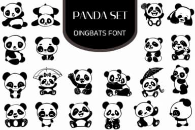 Panda Set by Heartcraft Atelier — Dingbats Font — thumbnail 1