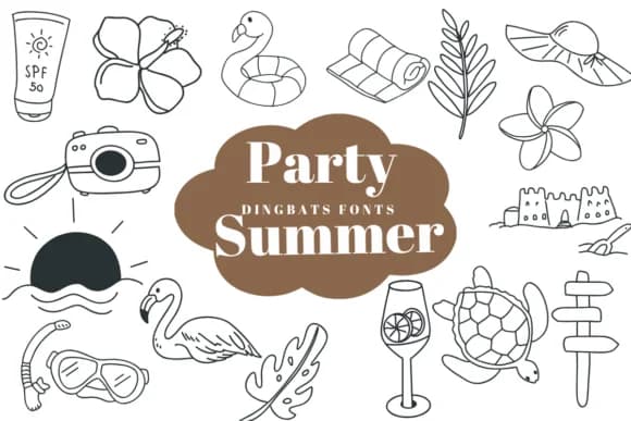Party Summer by Suphitchaya — Dingbats Font — preview 1