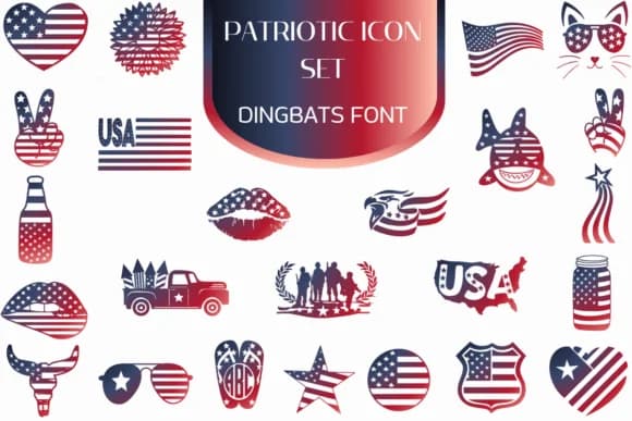 Patriotic Icon Set by Heartcraft Atelier — Dingbats Font