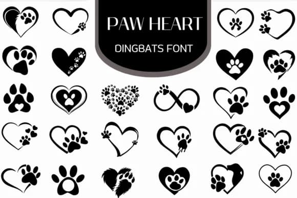 Paw Heart by Heartcraft Atelier — Dingbats Font — preview 1