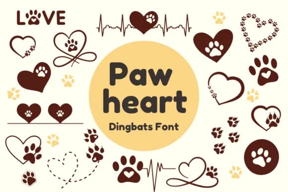Paw Heart by Nun Sukhwan — Dingbats Font