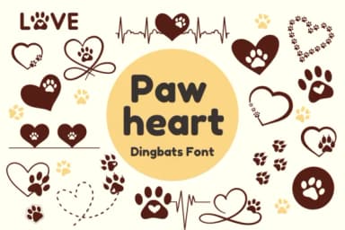 Paw Heart by Nun Sukhwan — Dingbats Font — thumbnail 1