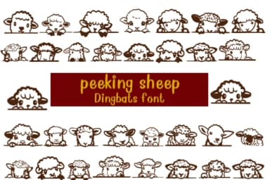 Peeking Sheep by Nongyao — Dingbats Font — thumbnail 1