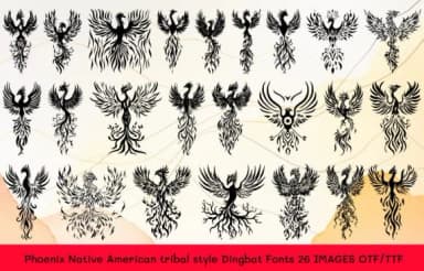 Phoenix Native American Tribal by MOMAT THIRTYONE — Dingbats Font — thumbnail 1