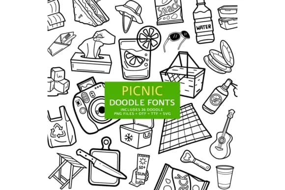Picnic Doodle by digitalplannerland — Dingbats Font — preview 1