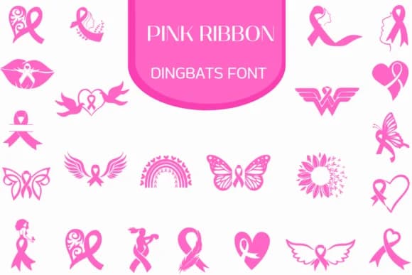 Pink Ribbon by Heartcraft Atelier — Dingbats Font