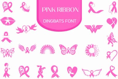 Pink Ribbon by Heartcraft Atelier — Dingbats Font — thumbnail 1