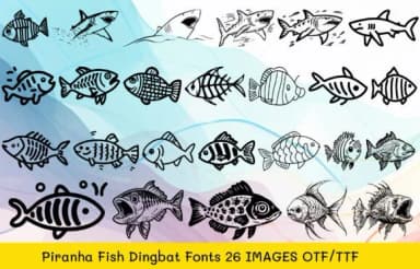 Piranha Fish by MOMAT THIRTYONE — Dingbats Font — thumbnail 1