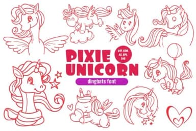 Pixie Unicorn by onoborgol — Dingbats Font — thumbnail 1