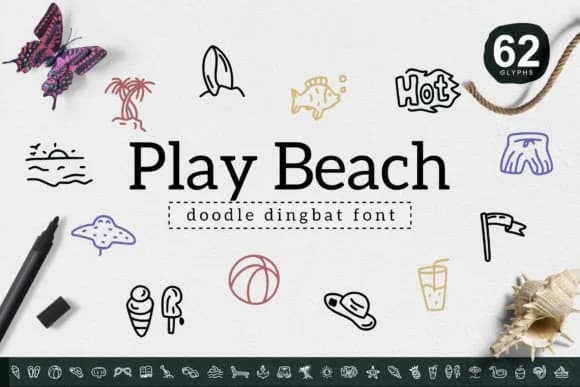 Play Beach by YandiDesigns — Dingbats Font